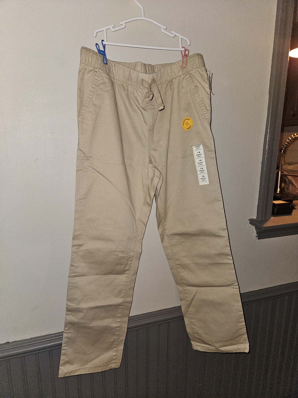 Boy's Husky Casual Drawstring Pants in Khaki